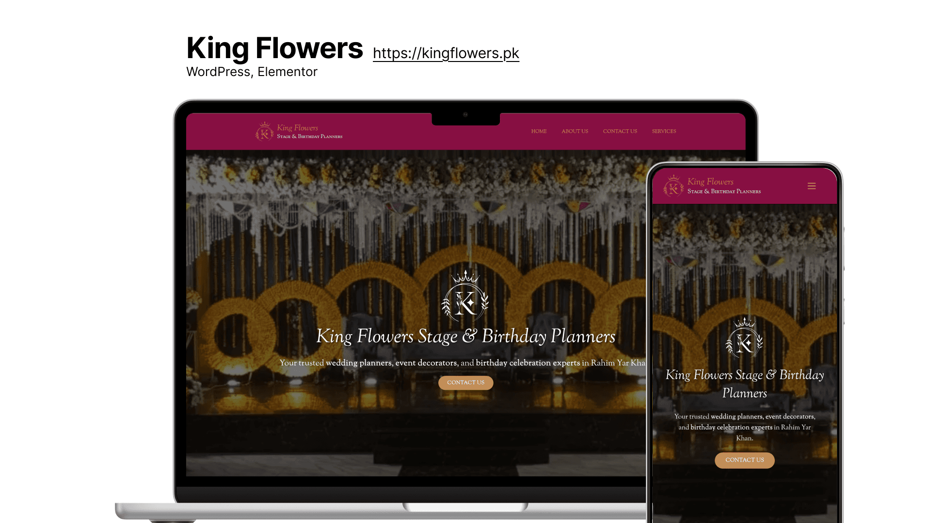 King Flowers Wedding & Birthday Planner Company Website