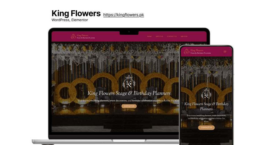 King Flowers Wedding & Birthday Planner Company Website